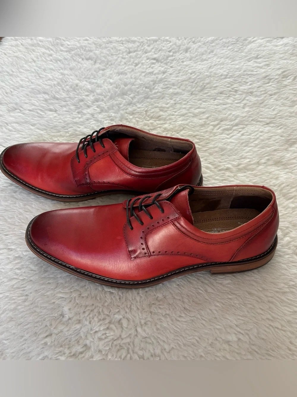 Stacy Adam’s Men's Red/Brown Gradient Leather Memory foam Derby Shoes size 12 M